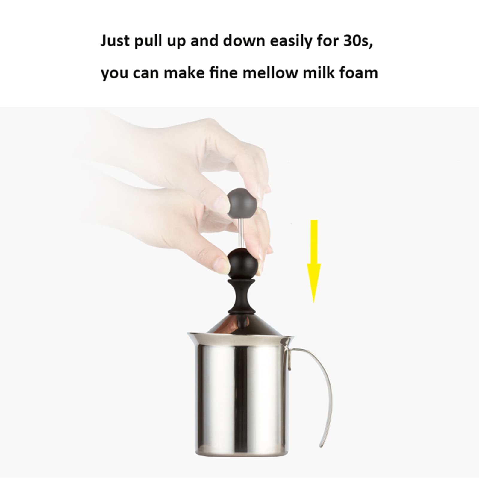 Spieniacz do mleka, ręczna pompa ręczna ze stali nierdzewnej Spieniacz mleka, ręczne dzbanki do spieniania mleka, ręczna maszyna do spieniania mleka do cappuccino i kawy latte