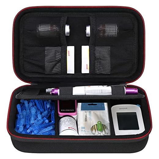 Elonbo Diabetic Supplies Travel Case, Glucose Meter Portable Storage Bag, Insulin Pen and Medication Carrying Case for Glucose Meters, Insulin Pen, Test Strips, Lancets, Syringe, Needles, Black.