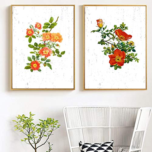 Affiches vintage de fleurs en toile moderne 50x70cm lot de 2