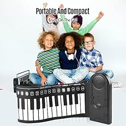 COMETX Piano à rouler à la main 49 touches pliable portable avec haut-parleur intégré pour adultes/débutants - Les Beatles, Paul McCartney, John Lennon, RIngo Starr, George Harrison COMETX Piano à rouler à la main 49 touches pliable portable avec haut-parleur intégré pour adultes/débutants – Image 5