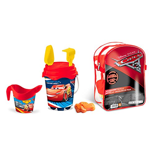 Cars - Set Playa Mochila, Cubo con Accesorios, 18 cm (Mondo 28258)