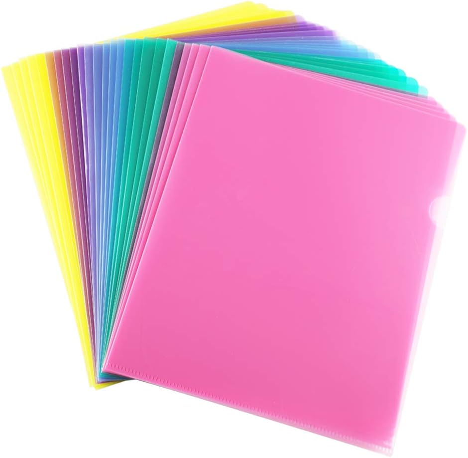 Sooez 25 Pack Clear Document Folder Project Pockets, Clear Plastic Folders Letter Size Plastic Document Folders US Paper Poly Jacket Sleeves Folders Copy Safe, 5 Assorted Colors : Office Products