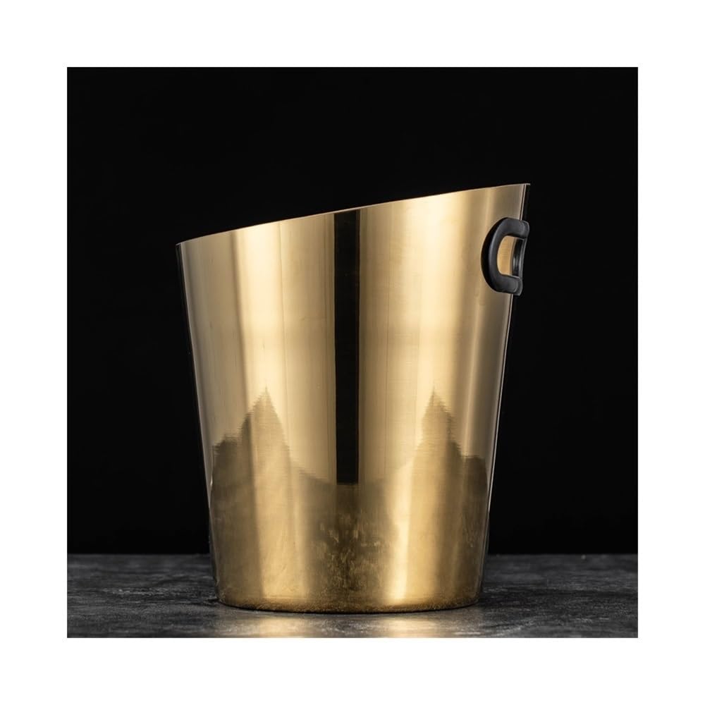 Cubo de Hielo Cubo de champán, Cubo Hielo Biselado, Acero Inoxidable, for Vino casero, Moda for Bar Cubo de Hielo frío para Barra(Gold)