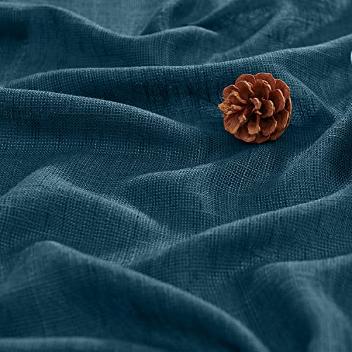 Jinchan Sheer Valance Curtain Linen-Textured Valances For Kitchen Living Room Bedroom Voile Window Valance Light Filtering Farmhouse Country Valance Curtain Rod Pocket 1 Panel 16 Inch Length Navy Blue #TOP6
