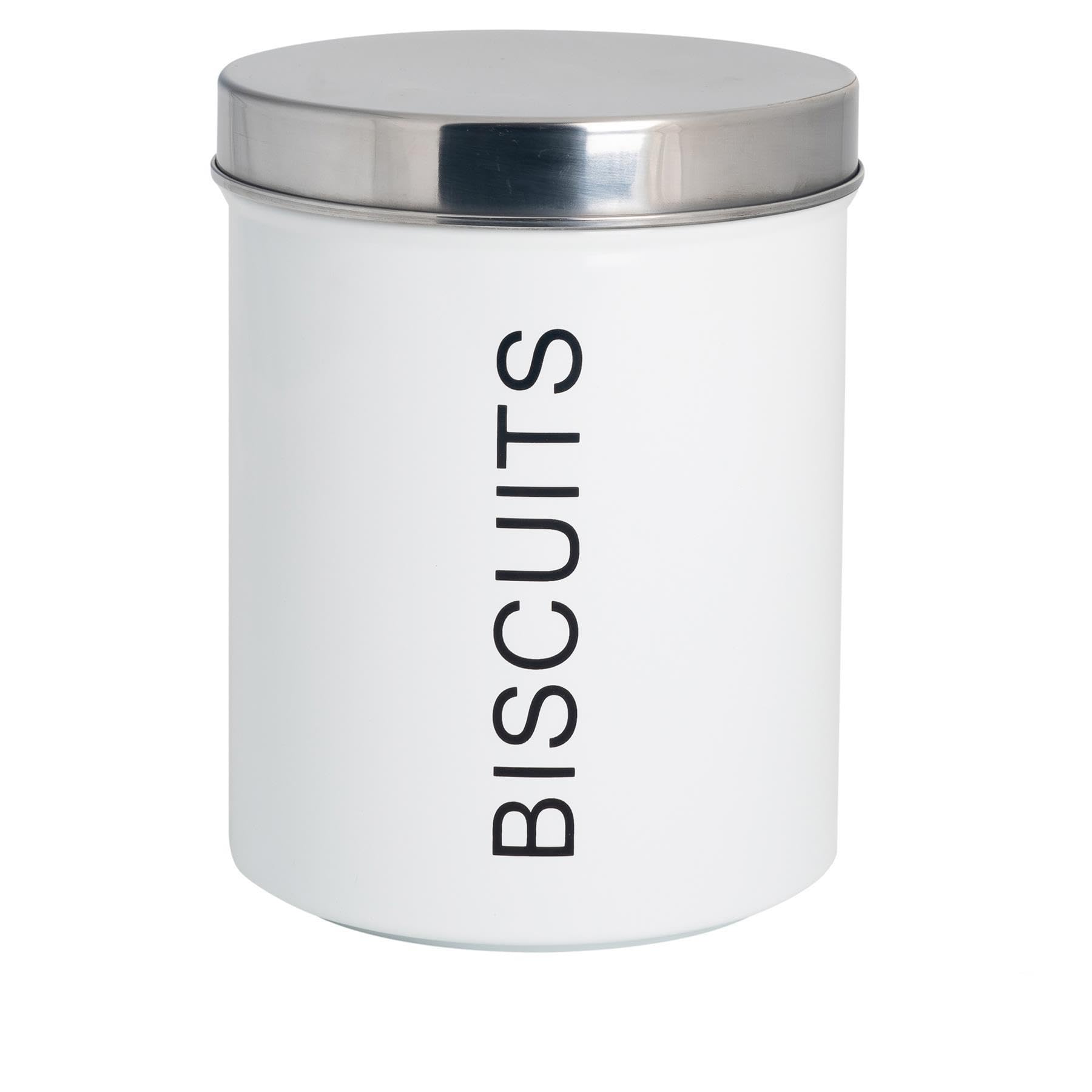 Harbour Housewares White Metal Biscuit Tin - Round Retro Biscuit Barrel Canister Cookie Jar Kitchen Caddy Food Storage Box Container With Airtight Lid For Kitchen Organisation & Home Décor