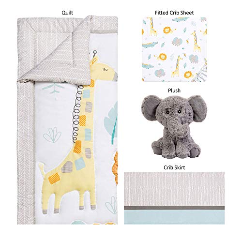 Sammy & Lou Jungle Pals Safari Animal Theme Neutral 4 Piece Baby Crib Bedding Set, 4 Pc Set #TOP5