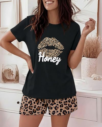 Image of CHICME Pajamas Set for Women 2 Piece Pjs Lounge Set Soft Short Sleeve Tops and Sleep Shorts with Pocket