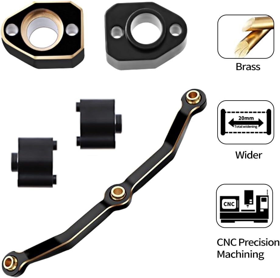 GLOBACT for TRX4M Brass Axle Widening Upgrade Parts +10mm Wider On Each Side for 1/18 TRX4M RC Crawler Upgrade Accessories (5 Piece Set)