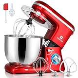 COSVALVE Küchenmaschine Knetmaschine 1400W, 7L Edelstahlschüssel mit Rührbesen, Knethaken, Schlagbesen, Spritzschutz, 6 Geschwindigkeit mit Geräuschlos Teigmaschine (Rot)