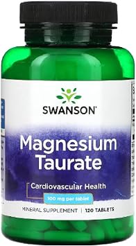 Swansons Swanson - Magnesium Taurate | Heart, Muscle & Nerve Support with 125mg Elemental Magnesium | 120 Tablets