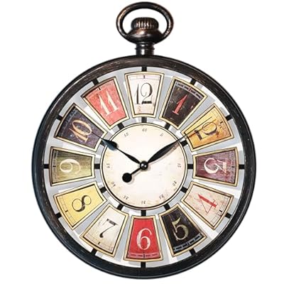 AYRELY® Vintage Round Wall Clock. Antique Retro Style. Battery Operated Silent Clock for Farmhouse, Rustic, Kitchen, and Living Room Decor(13" H x 10.6" W)-Black