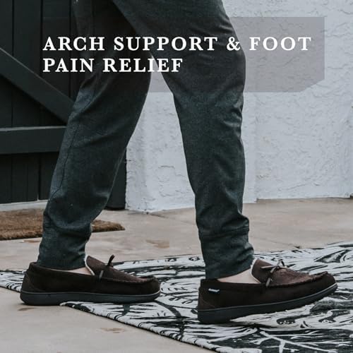 Isotoner Men's Slippers, Microsuede Moccasin Indoor/Outdoor House Shoes with Cooling Memory Foam and Skid Resistance Review | Image 2