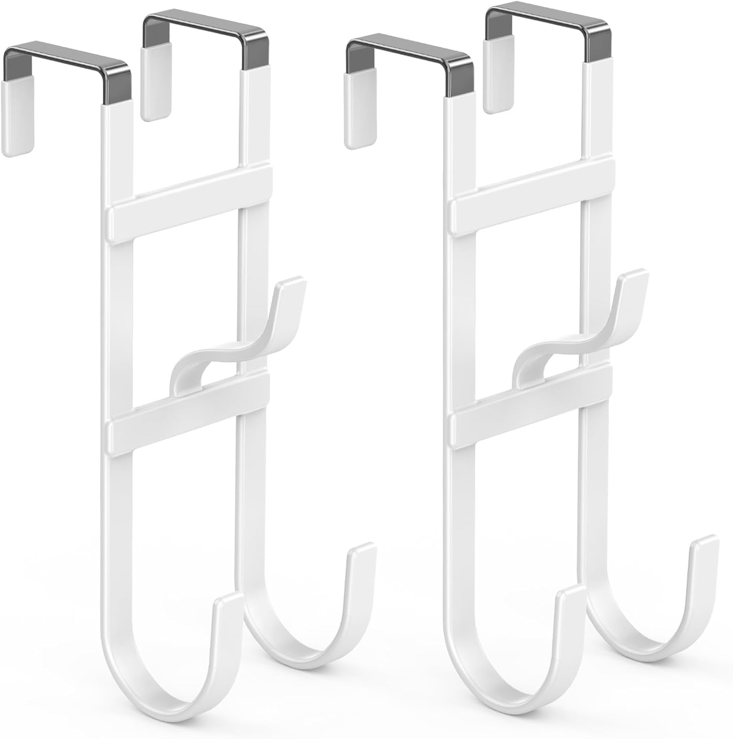FYY Over The Door Hooks - 2 Pack Heavy Duty Triple-Hook Organizer Hanger for Hanging Towels, Clothes, Hats, Bags, Ironing Board, Use in Bathroom Bedroom Kitchen Dorm - Fits Doors Up to 1.6" Black