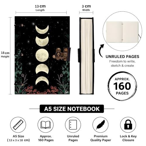 Image of Moon Face Diary Notebook 7x5 Inch 160 Pages Unruled Journal for Notes