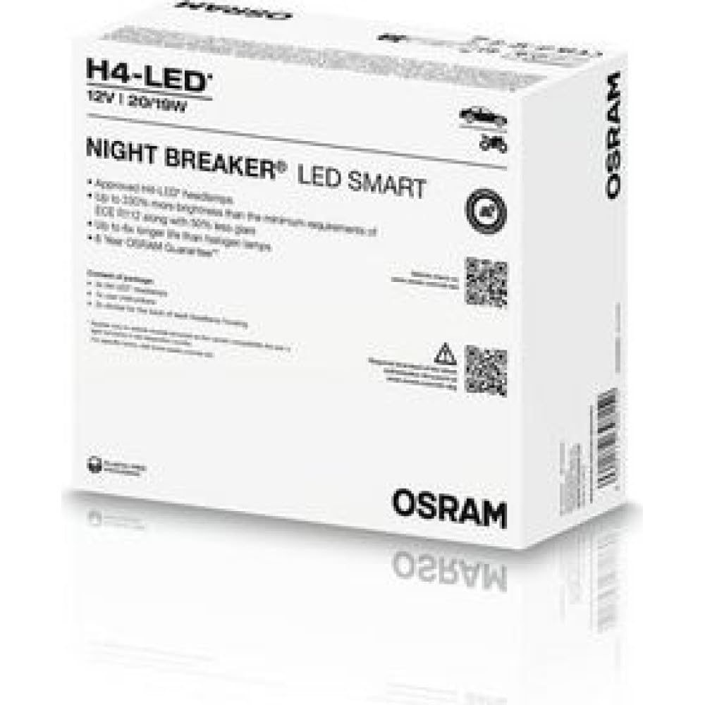 Osram H4 Night Breaker LED Smart + 330% StVZO - Juego profesional de taller (2 unidades)
