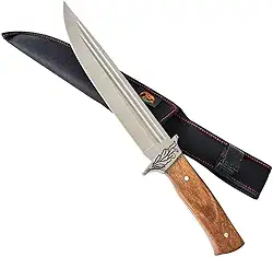 Faca para Churrasco Inox 9 Polegadas, Cabo de Madeira, Lâmina Super Afiada, com Bainha em Napa, Ideal para Churrasco