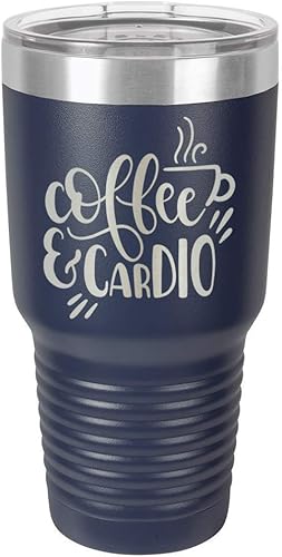 Vaso de café y cardio azul marino de 30 onzas con popote y tapa superior deslizante  Taza de viaje de acero inoxidable  Comparar con Yeti Rambler