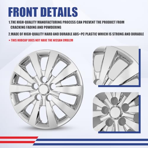 Image of Winjet 16 inch Hubcaps for 2013-2019 Nissan Sentra & 2011-2017 Nissan Leaf Wheel Rim Covers, [Only Fit Iron Hub & Steel Wheel] Heavy Duty ABS+PC Material Snap On Installation (16 Inch Set of 4, Chrome)