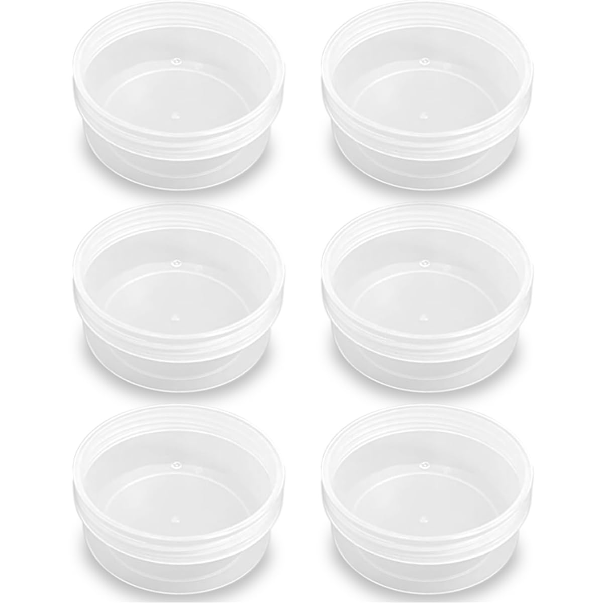 6 Pcs 7.44 oz Clear Plastic Round Storage Jars (3.86 x H1.61 inch) with Lid for Small Items, Like Jewelry, Earrings, Necklace, Rings, Cosmetics, Threads, Beads, Crafts, etc.