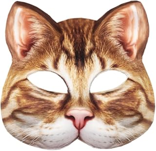 1Pcs Animal Cat Masks Half Face Cat Masks Novelty Costume Cat Masks for Halloween Christmas Easter Masquerade Party（Yellow）