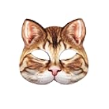 Hosfairy 1Pcs Animal Cat Masks Half Face Cat Masks Novelty Costume Cat Masks for Halloween Christmas Easter Masquerade Party（Yellow）