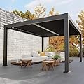 PeakPursuit Louvered Pergola - 12' x 16' All-Aluminum Outdoor Pergolas with Adjustable Louvered Roof, Integrated Drainage System, Outdoor Gazebo for Deck, Patio, Backyard and Garden, Gray