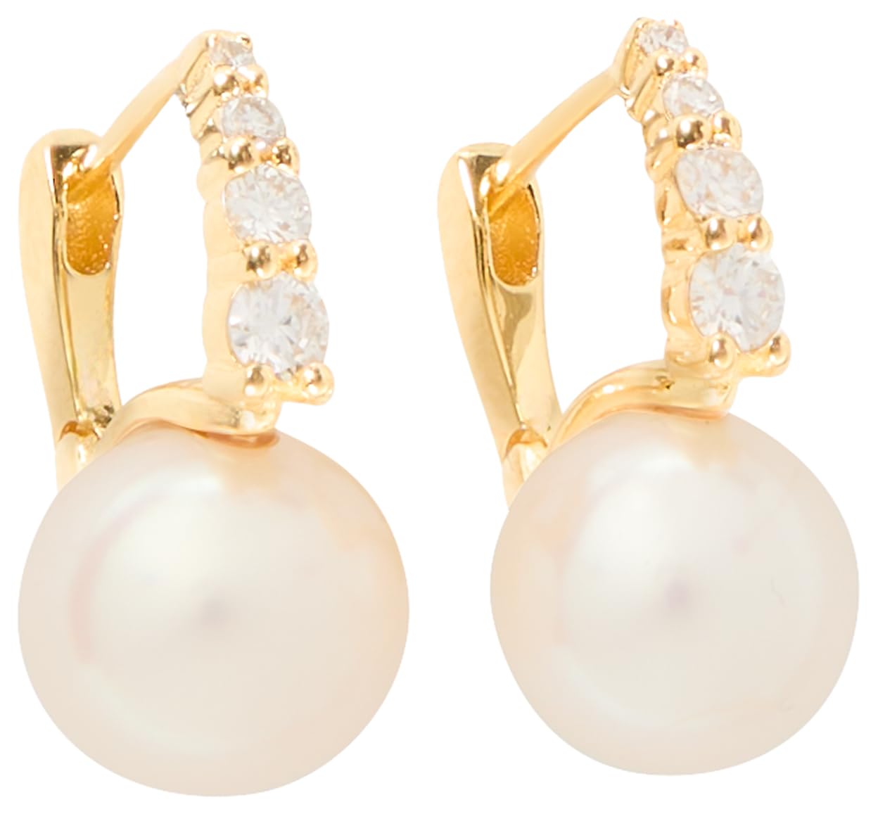 kate spade new york Fine Jewelry Meant to Be Pearl and Diamond Huggies, Gold/Pearl, One Size