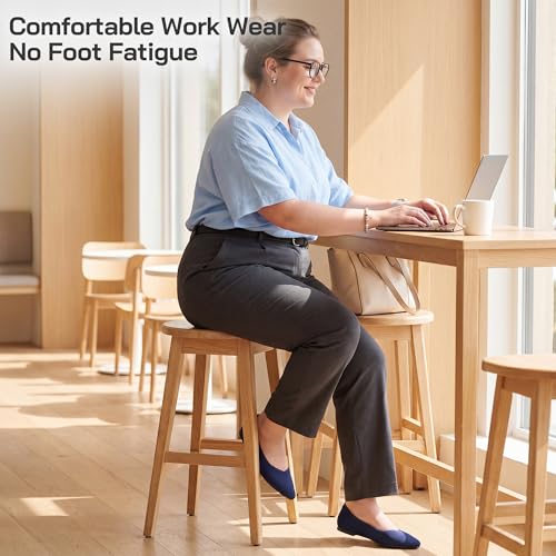 Image of Women Flats Non Slip Work Shoes Slip-On Pointed Toe Ballet Knit Softable Casual Business Flats Comfortable Dressy for Women