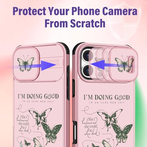 Image of Funermei for iPhone 16 Pro Case - Women Girls Cute Phone Cover Girly Pretty Aesthetic Unique Butterfly Design with Camera Cover Funda for Apple for iPhone 16 Pro
