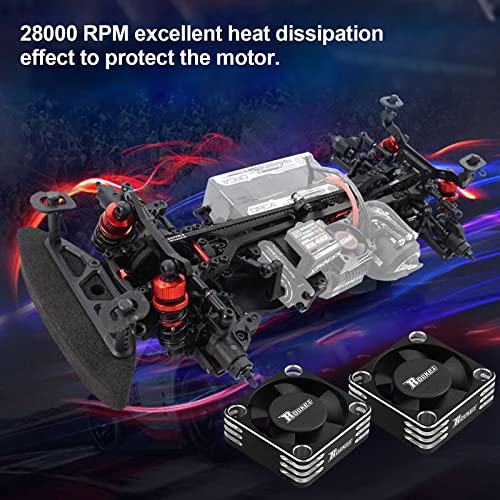 Motor Cooling Fan 30Mm Rc Motor Heatsink 28000Rpm Esc Cooling Fan For Rc Car 1/8 1/10 1/12 Scale 540 550 Brushless Motor (Black+Silver) #TOP4