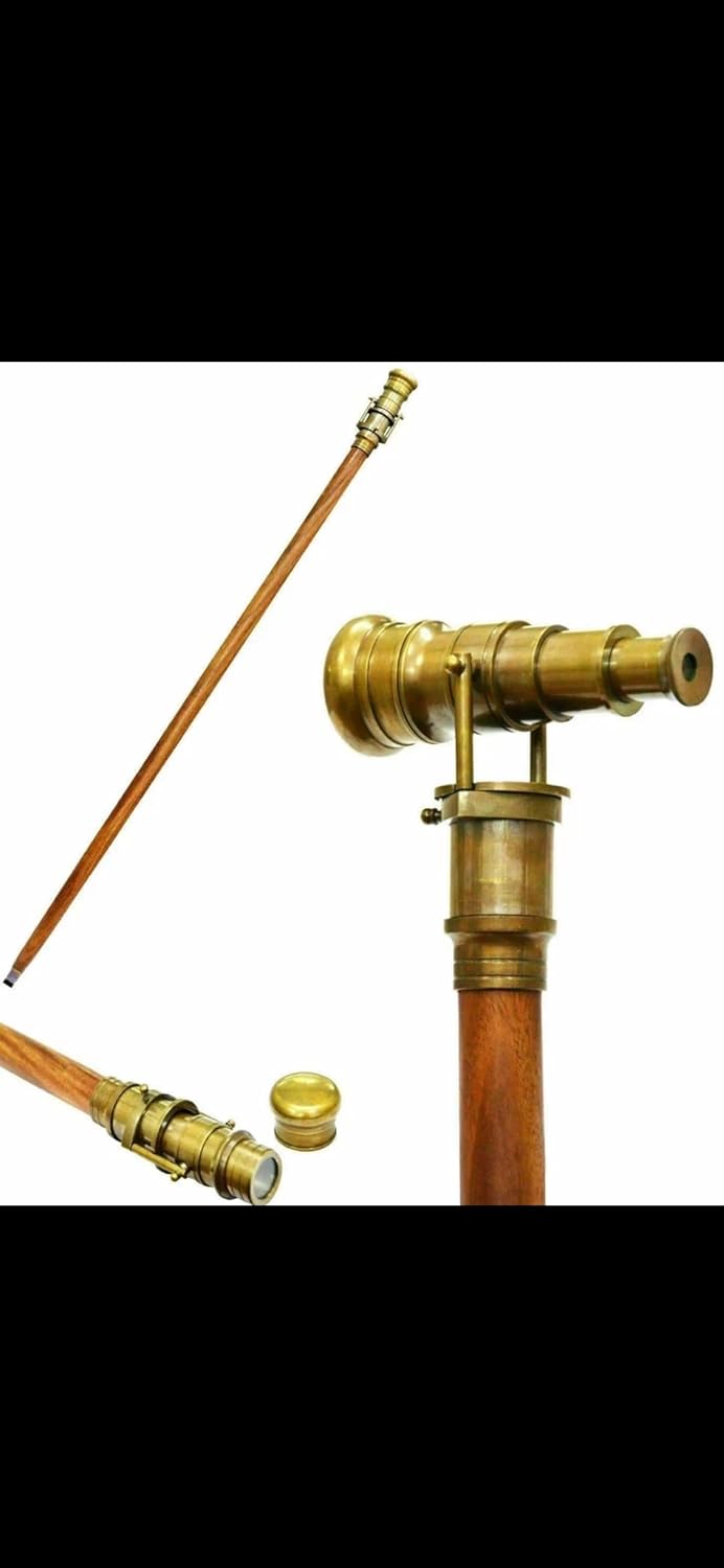 Brass Telescope with Wood Handle, Vintage Nautical Spyglass, Antique Finish, Decorative Maritime Decor