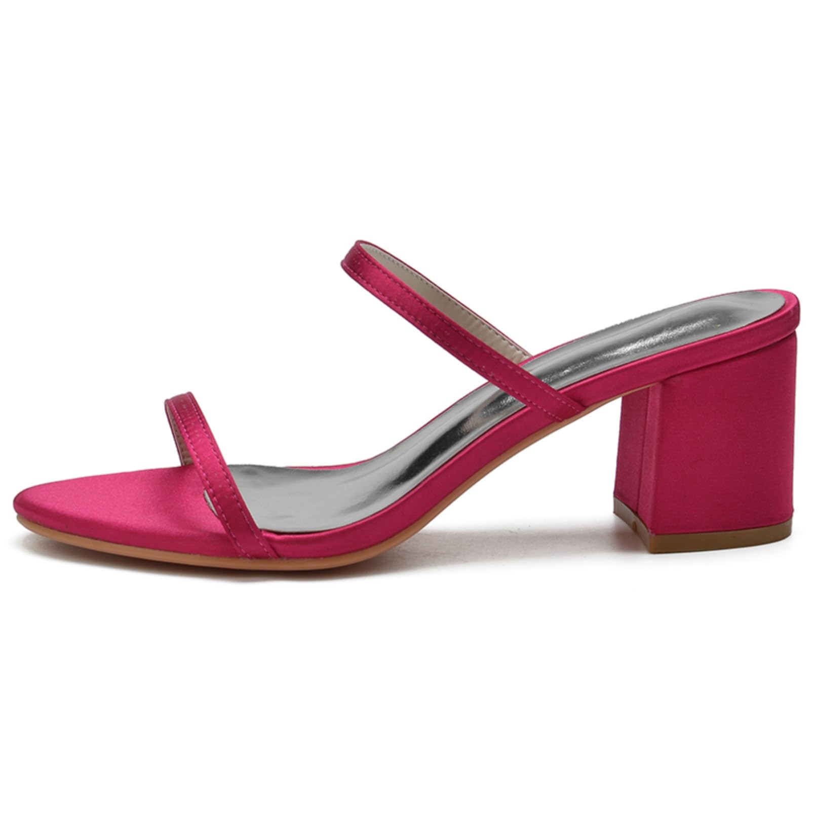 Donna Scarpe da Sera Feste A Punta Aperta Tacchi Alti A Blocchi Grossi Sandali da Ufficio Scarpe da Sposa Scivolare su Punta Rotonda Scarpe da Sera in Tinta Unita