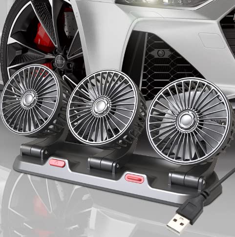 【2025年夏に登場】AUSTYLCO 車用扇風機 3頭扇風機 2速調整 アロマセラピーカー付 車用 実用 USB 5V