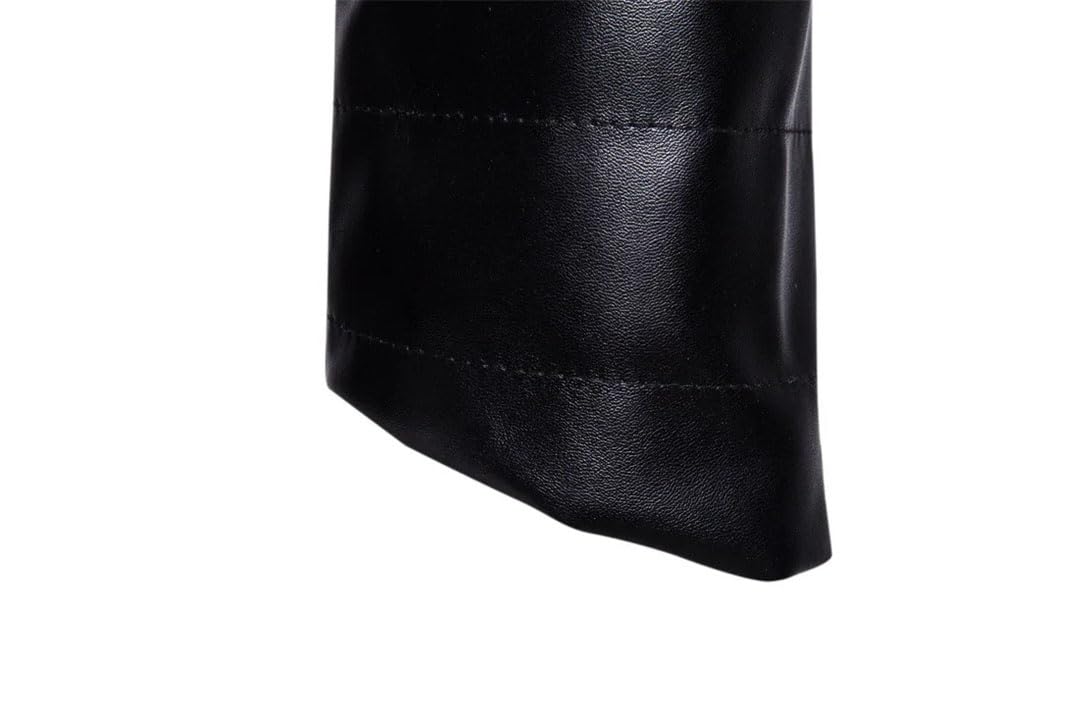 Chaqueta de cuero para hombre, cuello alto, ligera, de piel sintética