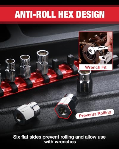 Image of WORKPRO 1 /4 inch Drive Socket Set, 10-Piece SAE Cr-V Socket Set with Organizer | Standard & Shallow Sockets, External Hex Socket, 5 /32 inch to 9 /16 inch, 6-Point, Size Markings, PVC Socket Rail, for Auto Repairs