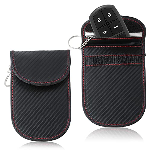 KF Premium Black Faraday Pouch for Car Keys – Signal Blocking Bag for Keyless Entry | RFID/NFC Anti-Theft Protection | Secure Key Fob, Credit Cards & Devices | Premium PU Leather (1pc)