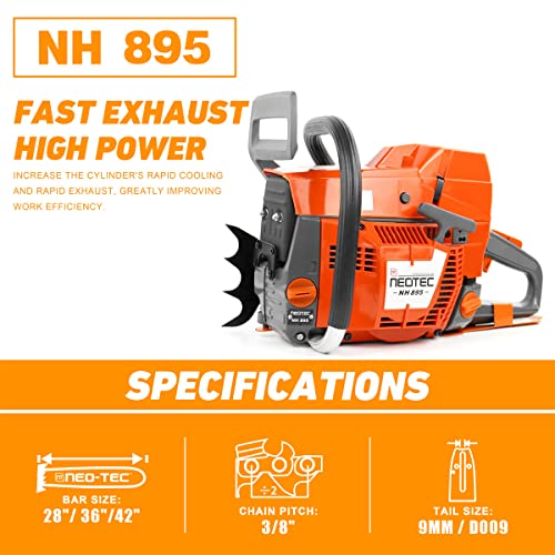 Neo-Tec Nh895 Gas Chainsaw Fit For 28/36/42 Inch Bar,94 Cc Gasoline Chain Saw Power Head,All Parts Compatible With Husqvarna 394 395 394Xp 395Xp #TOP1