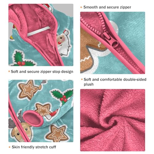 OTVEE Christmas Santa Claus Deer Bell Kids Hoodie Jacket Fall Spring Full Zip Warm Outwear Coat3