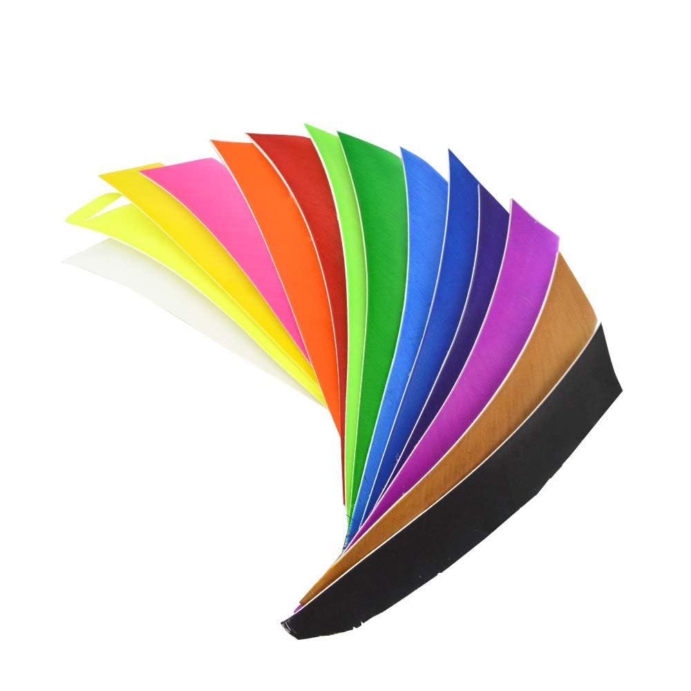 wolfman Tiro con Arco Pluma de Flecha Espiral Envoltura de Giro Plumas Longitud Completa ala Izquierda Derecha Plumas de Pavo Naturales 8-11" para Flechas de Gripe 50 Pz