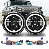 Autofu DOT LED Headlights with Turn Signal Halo Ring Lights For Volkswagen VW Beetle Classic, 7 Inch