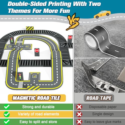 image for Soyee Magnetic Tiles Road & Train Track Expansion Pack Magnetic Buildi