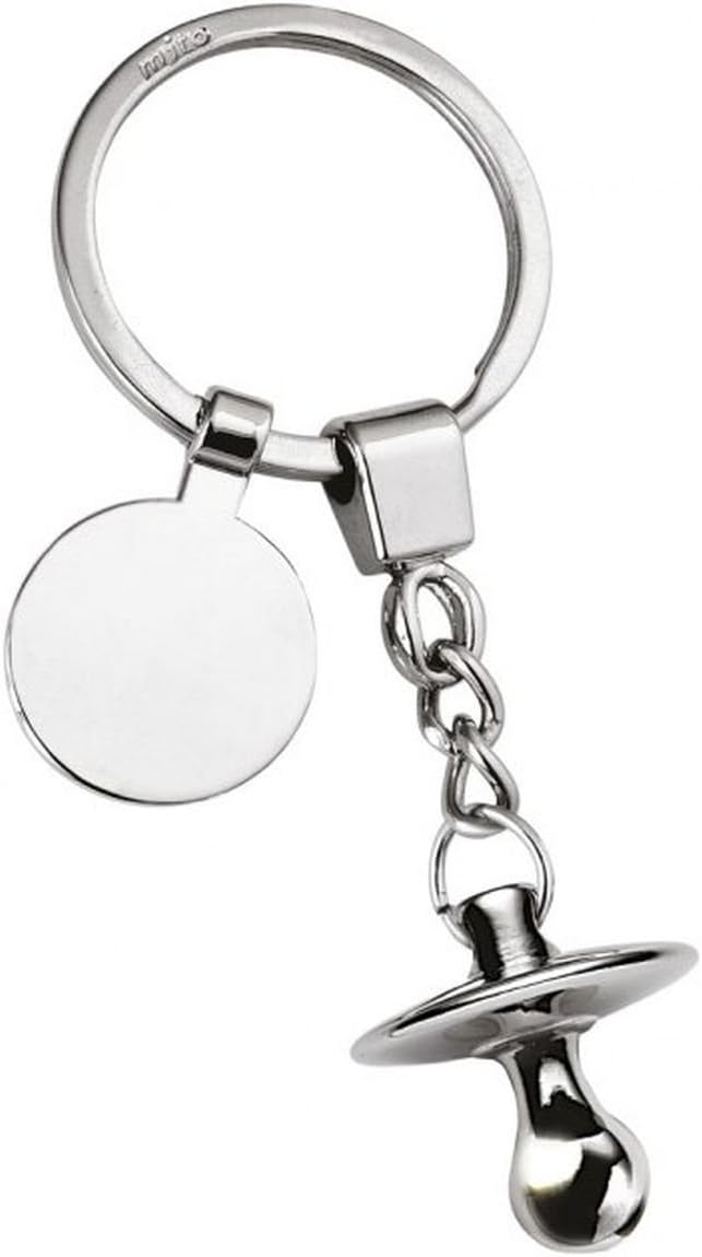 Ten Pacifier keychain with token cod.EL7047 cm 9x3,5x3h by Varotto & Co, Silver, S