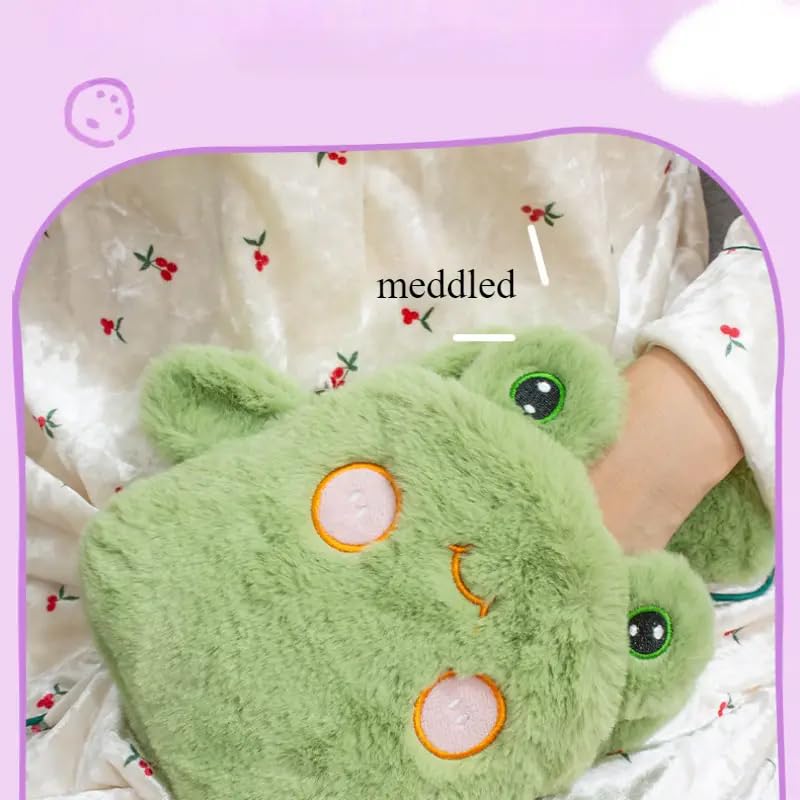 Image of Heating Water Bag For Pain Relief Hot Pack Portable Cartoon Cute Hot Water Bag with Soft Cover Heating Pad For Menstrual /Back Pain Period Cramps Therapy - 1L (GREEN - Dinosaur)