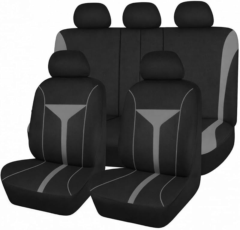 HZEL Full Car Seat Cover Set with Front and Rear Protection, Gray | soft elastic material, tool-free fitting, guards from dust and scratches, front and rear coverage, fits many vehicles