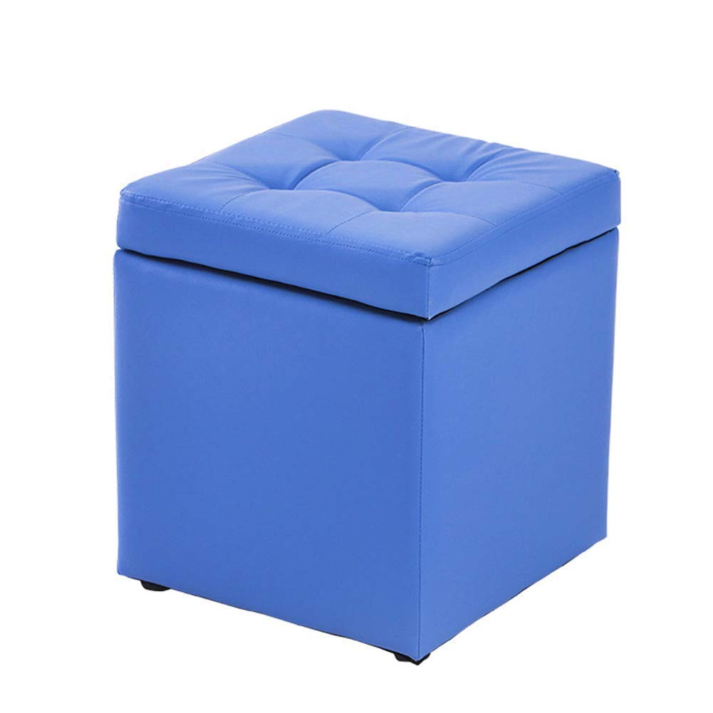 Tabouret pouf coffre à jouets bleu pour ranger le salon et la chambre d'enfant