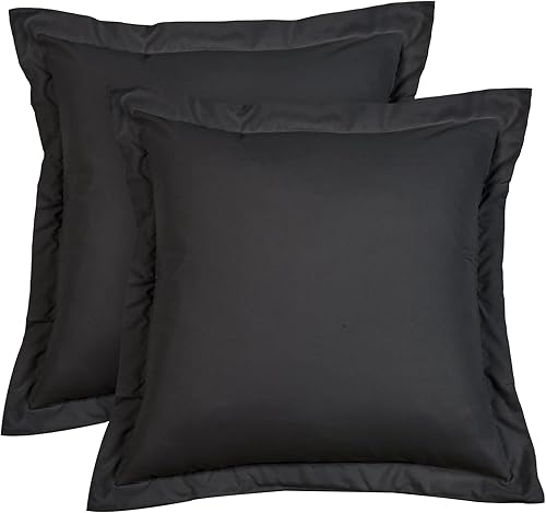 PHF Euro Sham - Juego de 2 fundas de almohada cuadradas de microfibra lavada, resistentes a las arrugas y a la decoloración, fundas de almohada