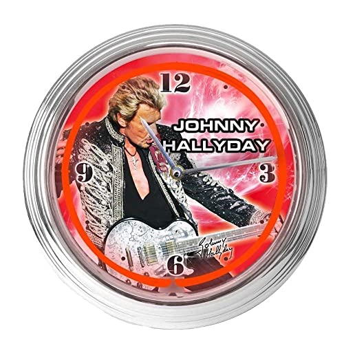 Johnny Hallyday Horloge ronde néon Rouge