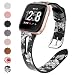 QIBOX Compatible Fitbit Versa Bands, Replacement Soft Leather Flower Band Bracelet Strap Hook Loop Fastener Adjustable Wristbands Compatible Fitbit Versa Smart Watch