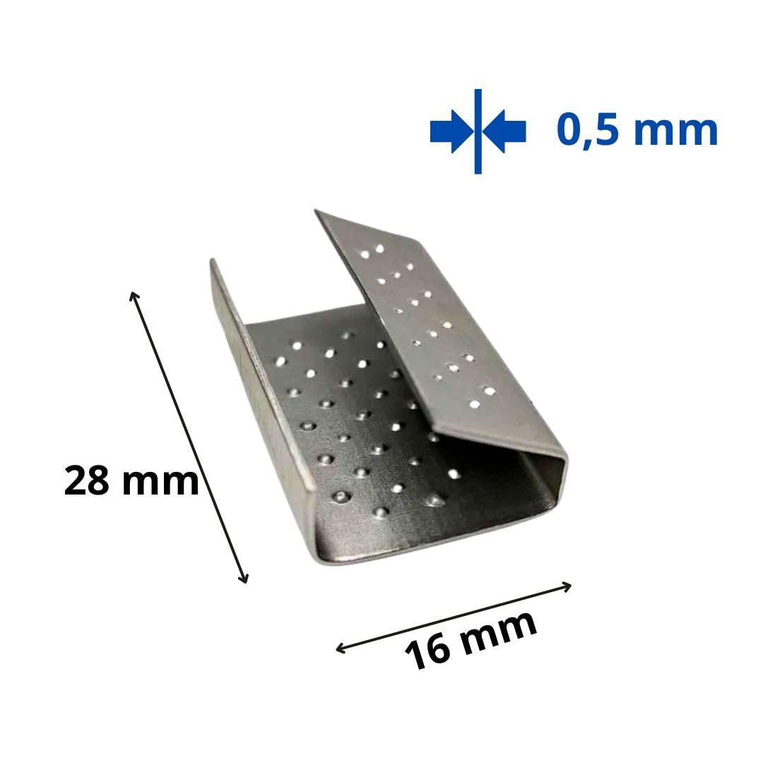 Generisch 2500 unidades de 16 mm de manguito de cierre de metal galvanizado estriado para cinta de PP/PET/textil