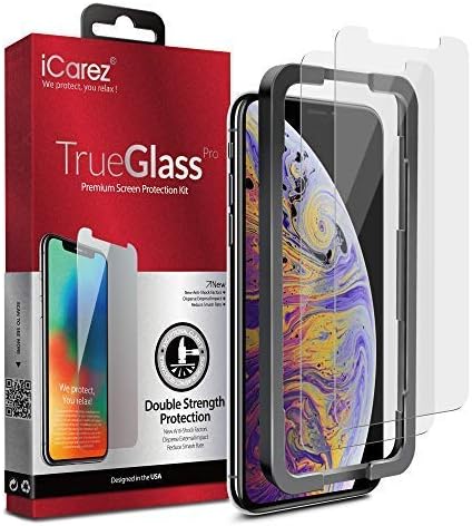 iCarez Tempered Glass Screen Protector for iPhone 11 Pro Max iPhone XS Max 6.5-Inch 2018, 2-Pack Dubble Defense
